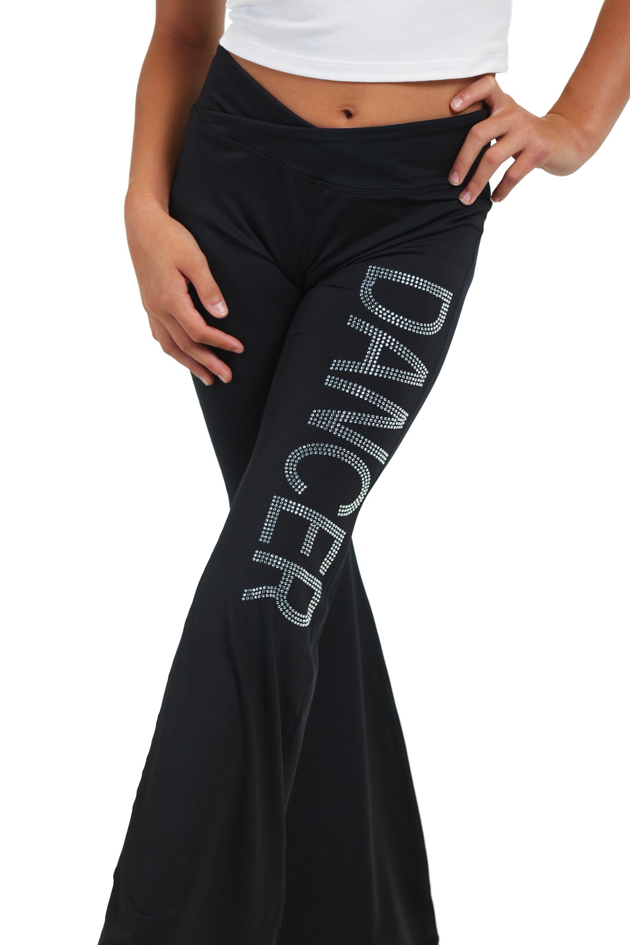 Rhinestone Dancer V-waist Flare Yoga Pants
