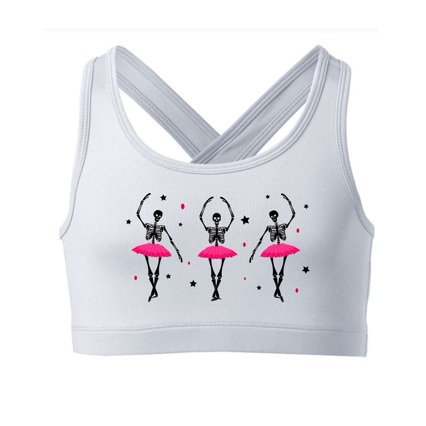 Ballerina Skeleton White Sports Bra