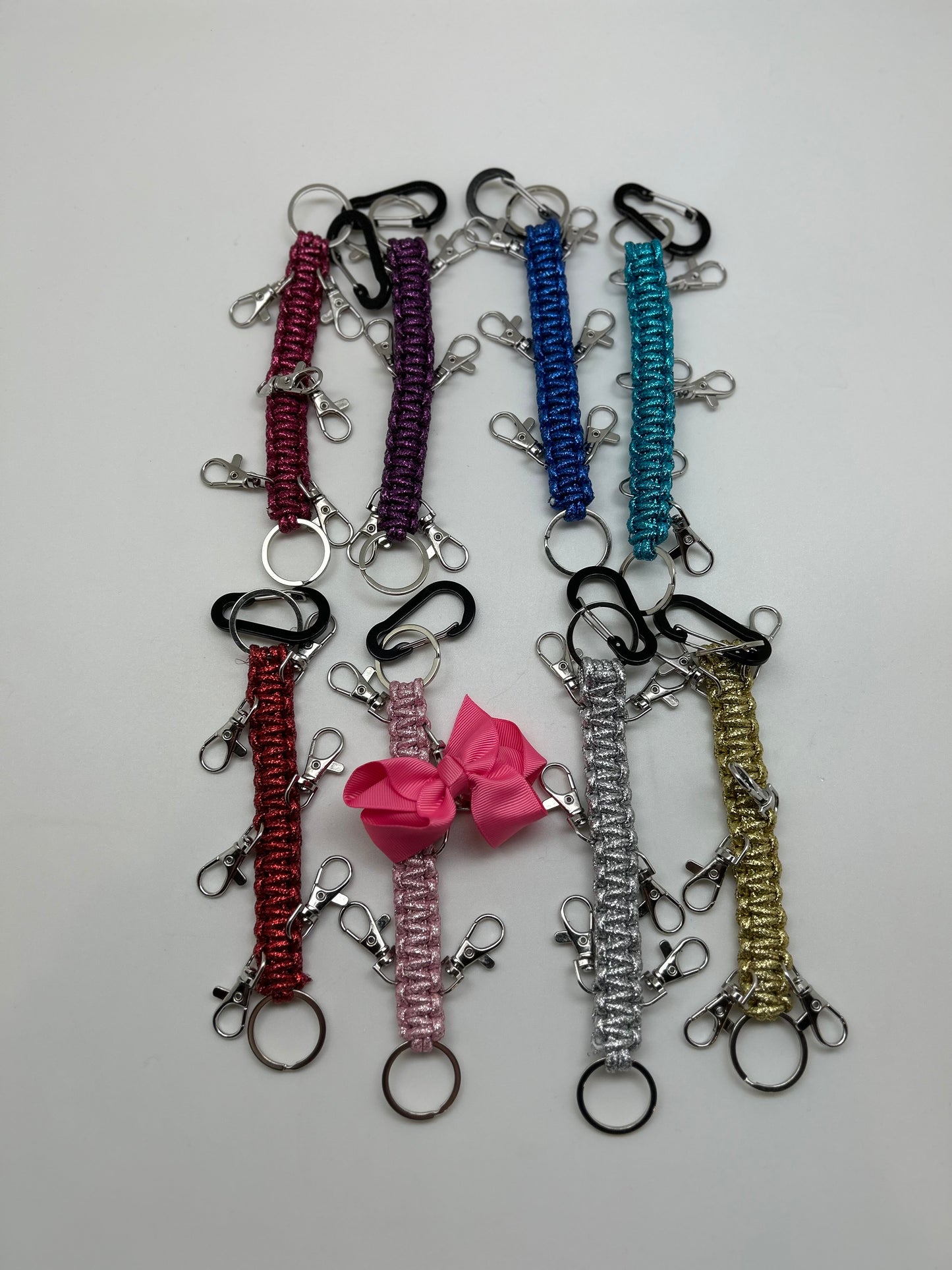 Glitter Paracord Bow Keychain Holder