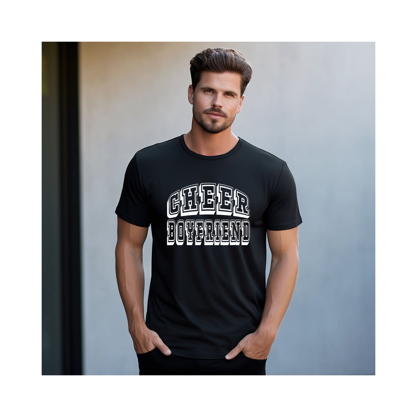 Cheer Boyfriend Short Sleeve Black Shirt