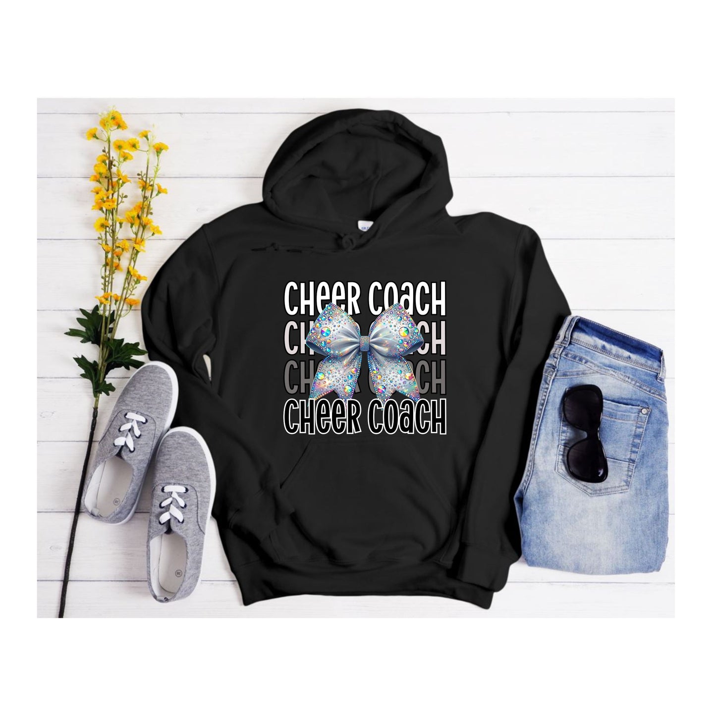 Cheer Coach w/Bow Black Hoodie