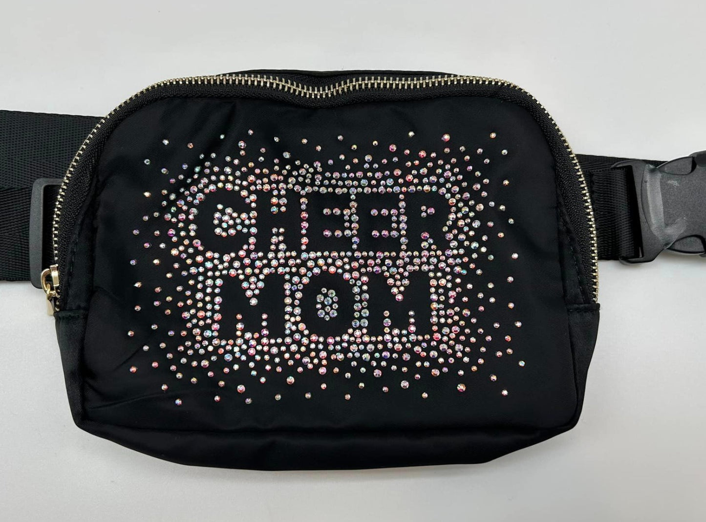 Rhinestone CHEER MOM or DANCE MOM Black Crossbody Bag