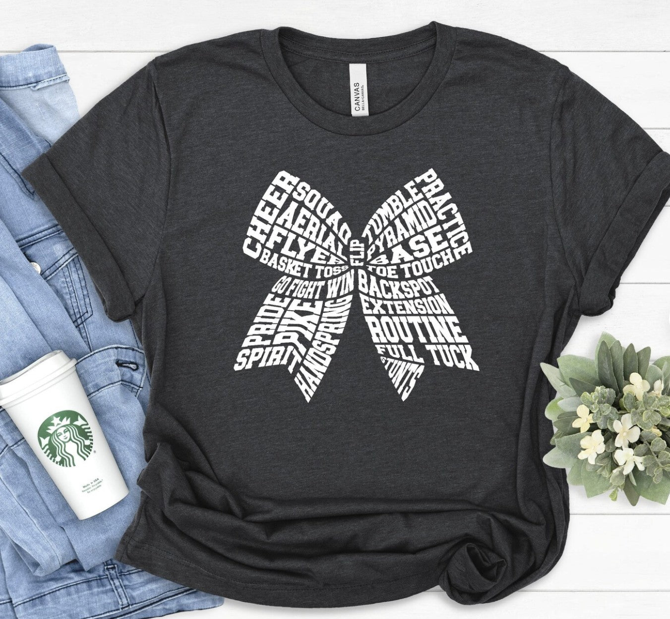 Cheer Word Bow Short Sleeve Shirt