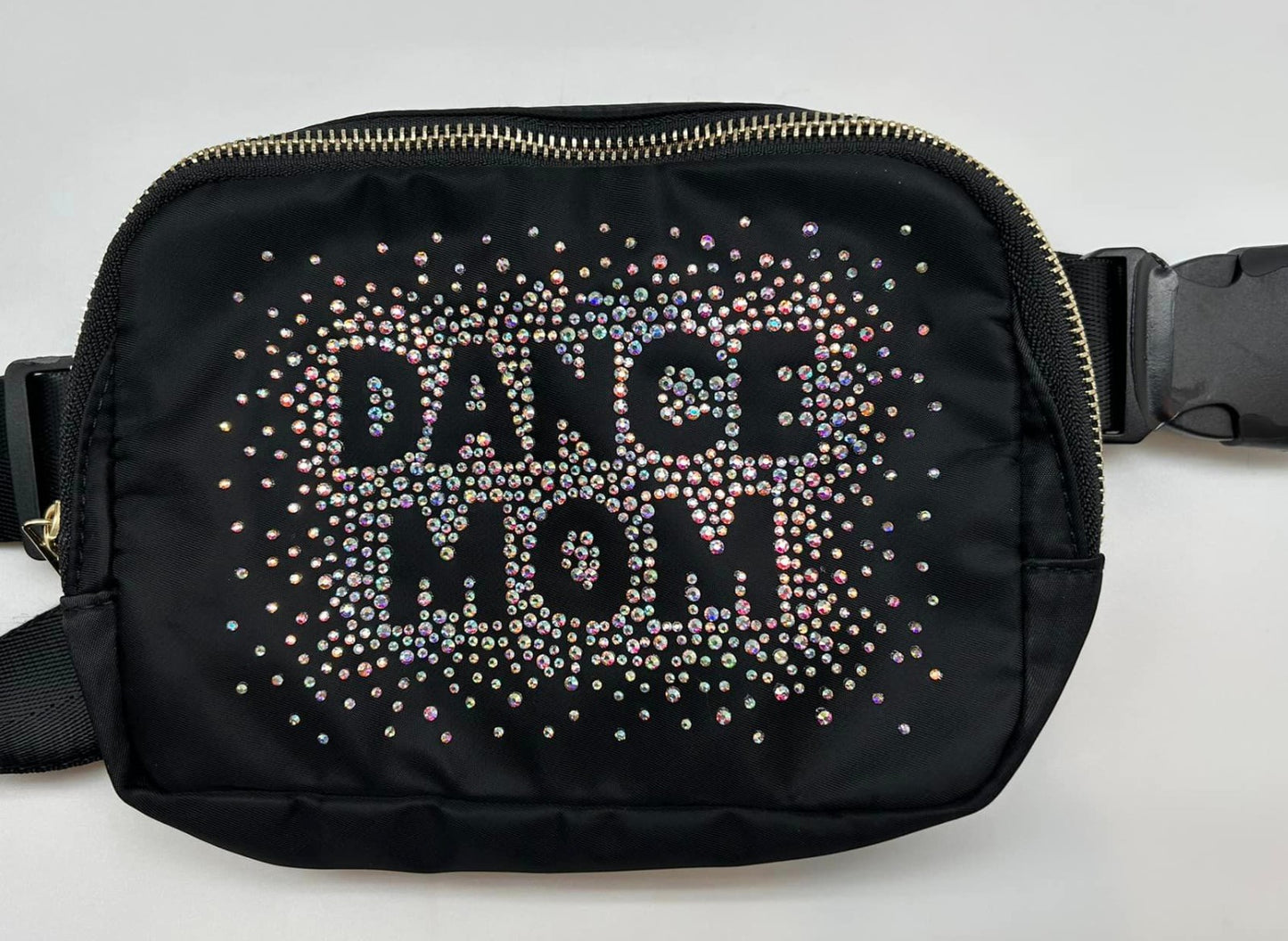 Rhinestone CHEER MOM or DANCE MOM Black Crossbody Bag