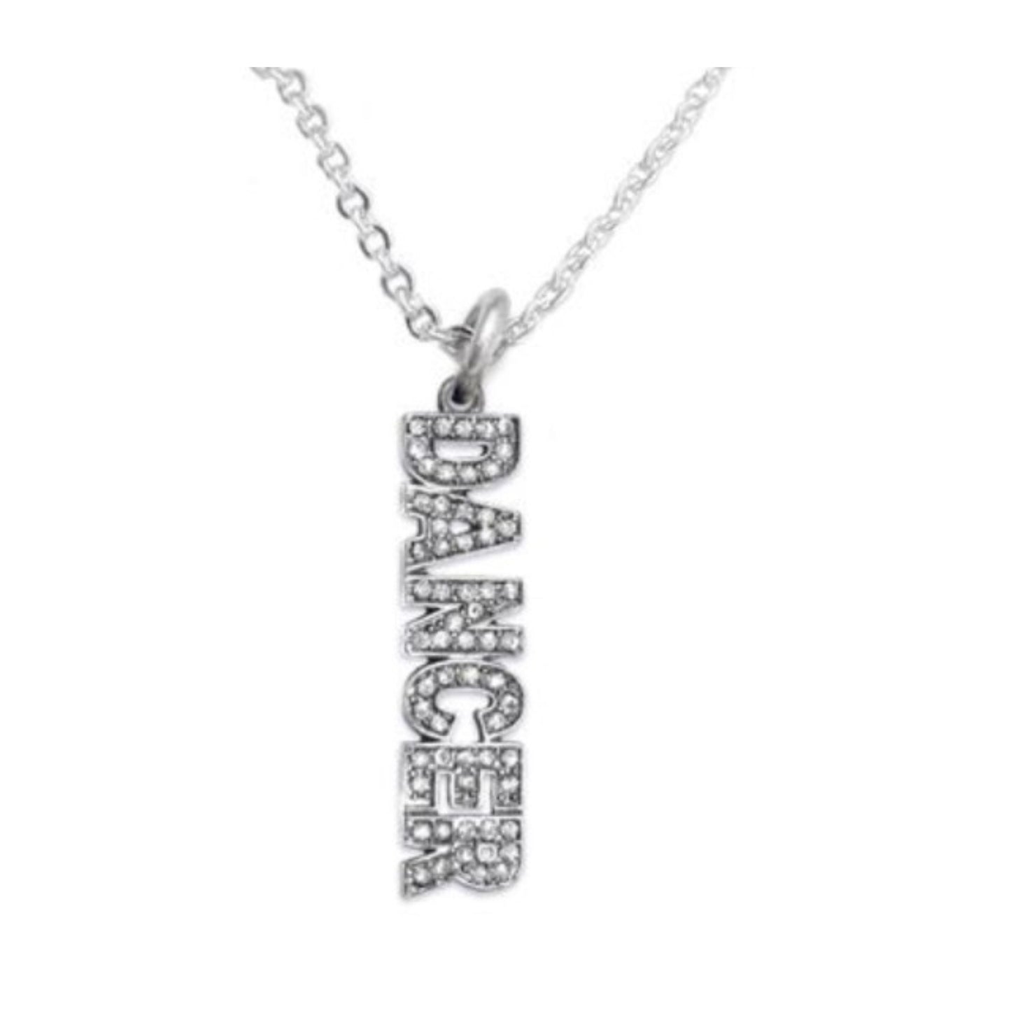 Pave Dancer Word Silver-tone Necklace