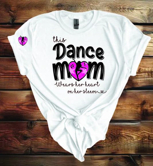 "This mom wears her heart on her her sleeve" White Short Sleeve Shirt