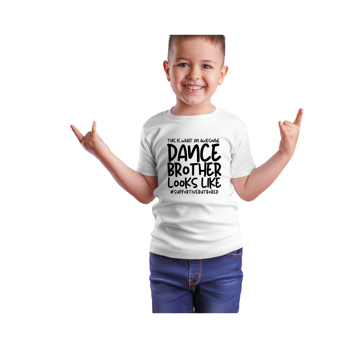 "This is what an awesome dance brother looks like #supportivebutbored" White Shirt