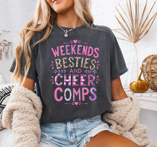 Weekends, Besties and Cheer Comps Grey Short Sleeve Shirt