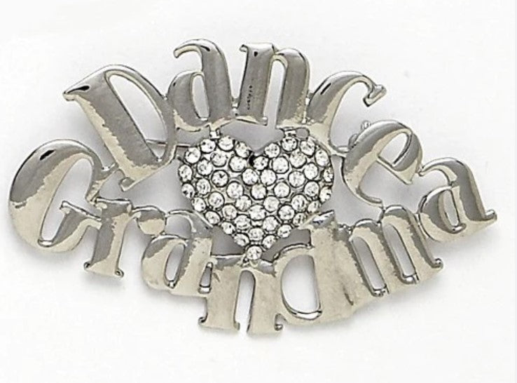 Rhinestone Dance Grandma Pin with Heart