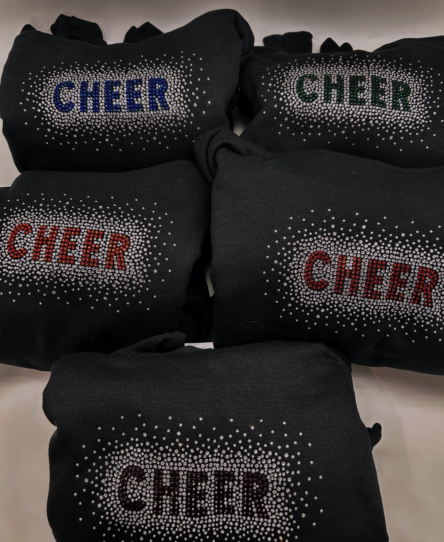 Colored CHEER Bling Rhinestone Black Hoodie