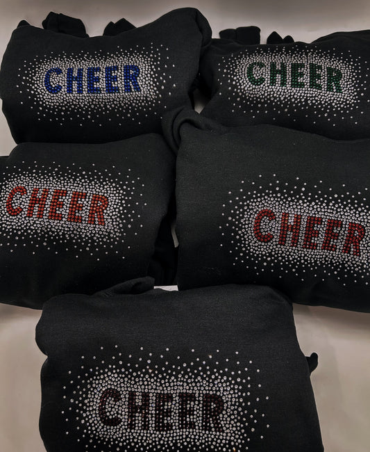 Colored CHEER Bling Rhinestone Black Hoodie