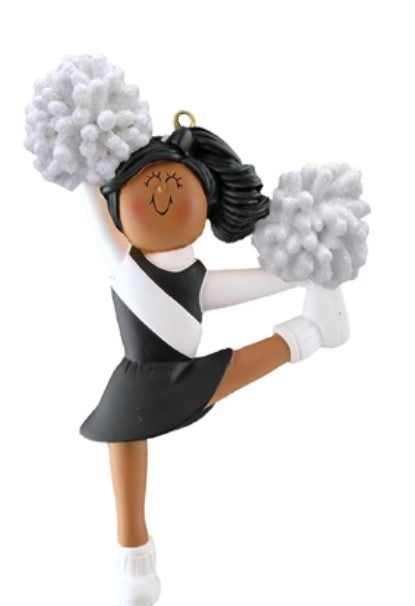 Cheerleader ornament - Black/White uniform - Old Style