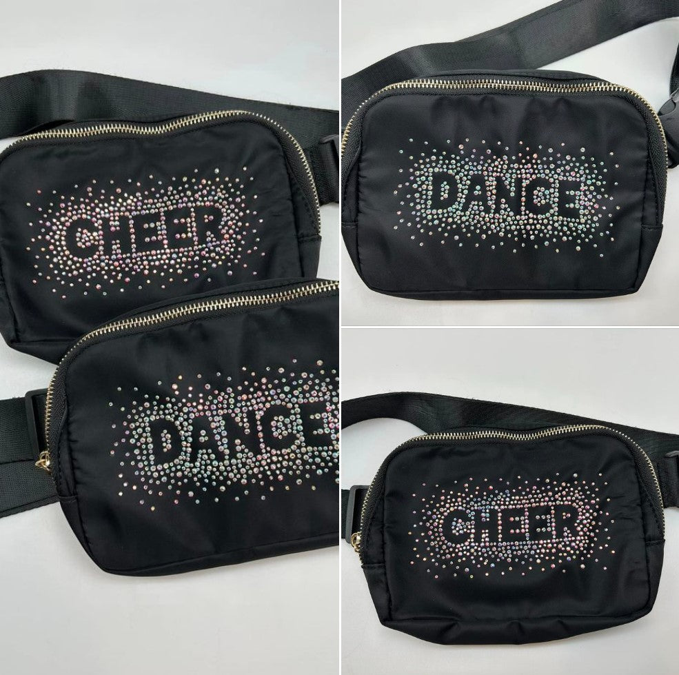 Rhinestone Black Crossbody Bag - Cheer or Dance