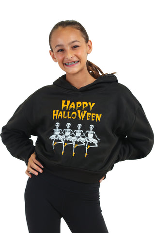 Happy Halloween Skeleton Ballerinas Black Hoodie