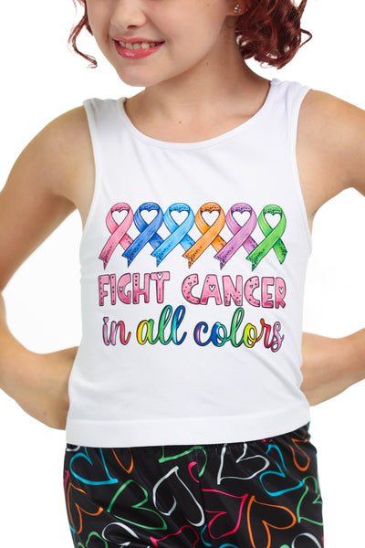 "Fight Cancer in all Colors" White Cropped Tank