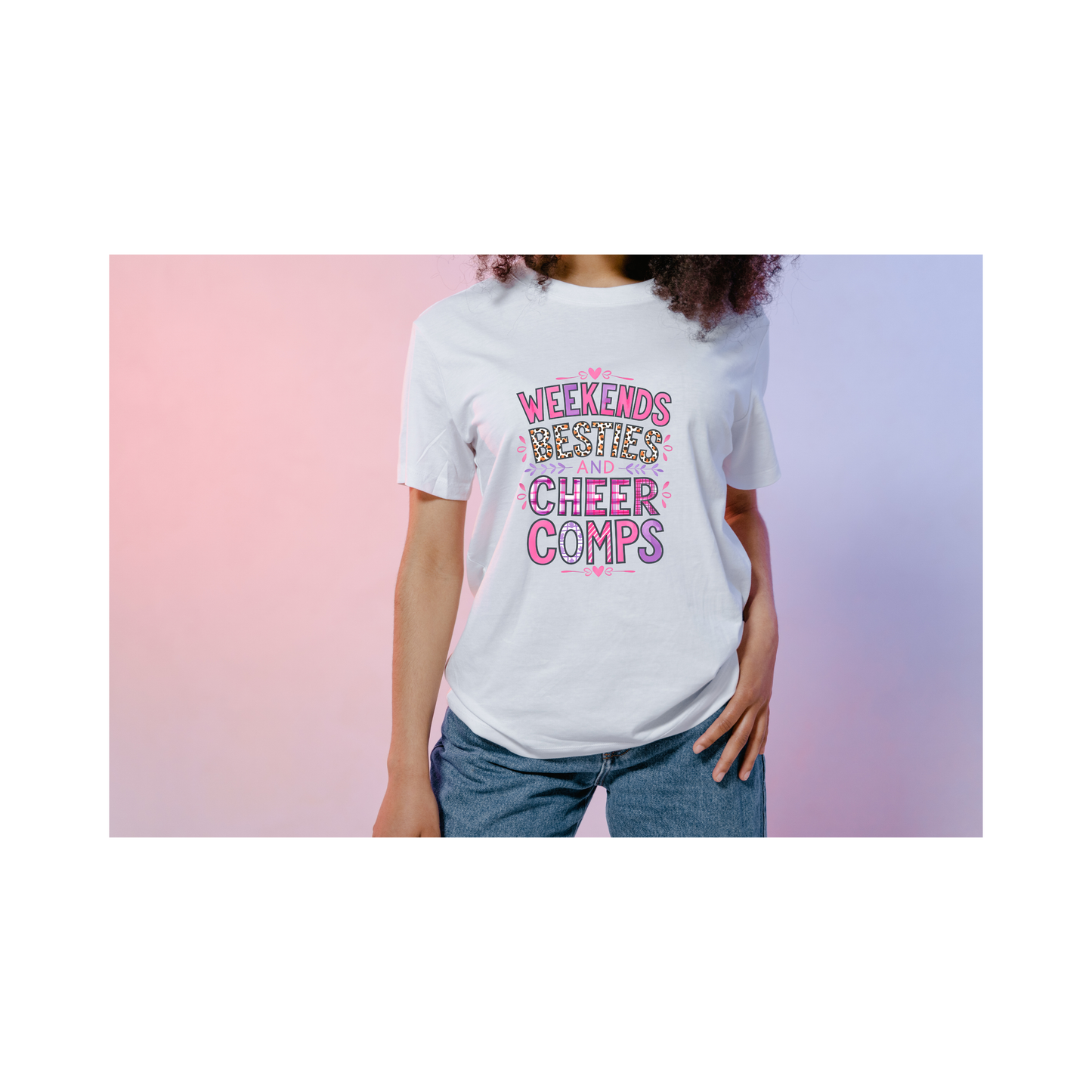 Weekends, Besties and Cheer Comps White Short Sleeve Shirt