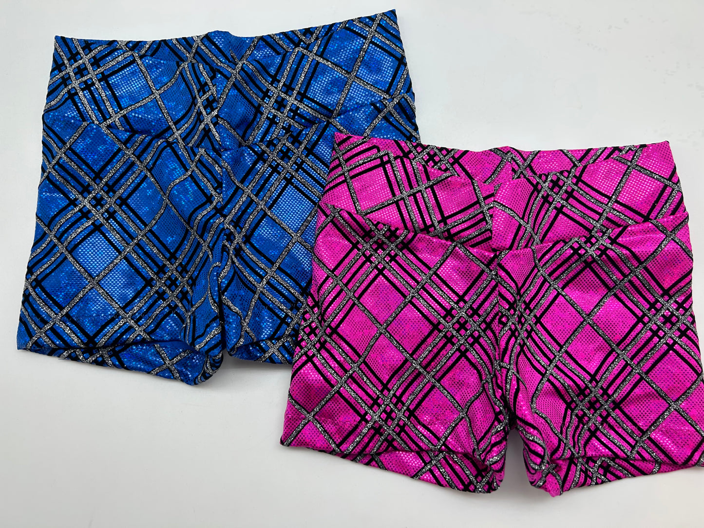 Pink Metallic or Blue Metallic Velvet Shorts