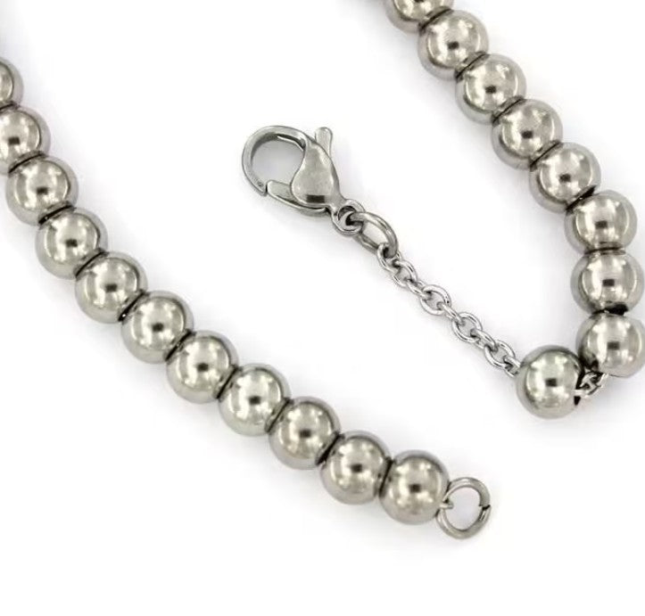 Coach Silver-tone Beaded Bracelet Circle Charm