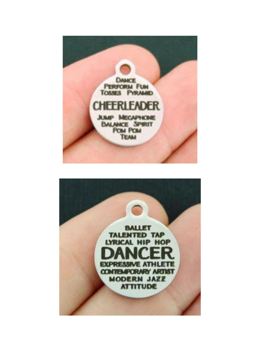 Cheerleader or Dancer Word Collage Circle Charm