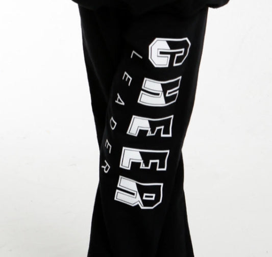 Cheerleader Split Design Black Sweatpants