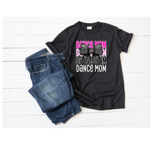 Dance Mom Bow Black Short Sleeved Shirt