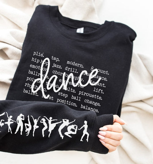Dance Words Black Crewneck Sweater