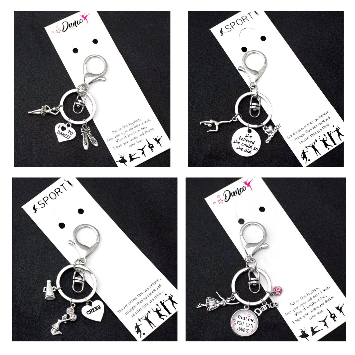 Dance, Gymnastic or Cheer Charms Keychain