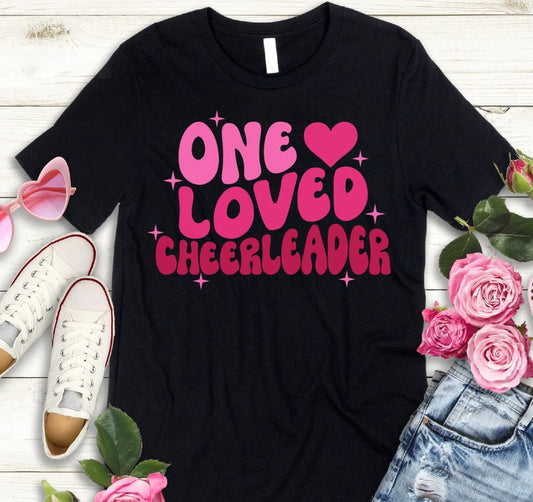 "One Loved Cheerleader" Short Sleeve Black Shirt