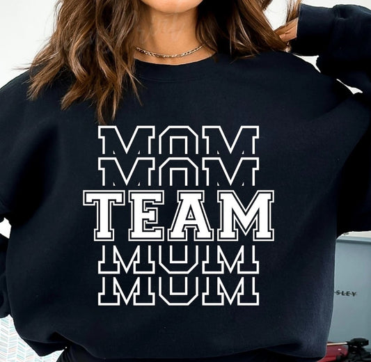 Team Mom Black Crewneck Sweatshirt