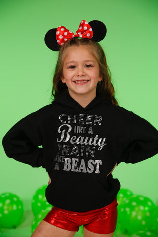 "Cheer like a Beauty, Train Like a Beast" Black Hoodie Sweatshirt