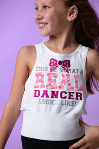 "This is What a Real Dancer Looks Like" White Sleeveless Racerback Top
