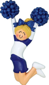 Jumping Cheerleader Blonde-Blue Ornament