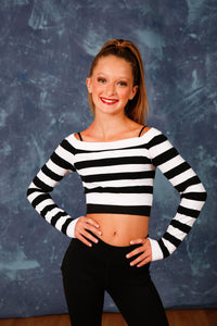 Long Sleeve Black & White Crop Top