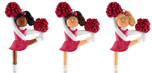 Cheerleader Ornament - Red/White Uniform - Old Style