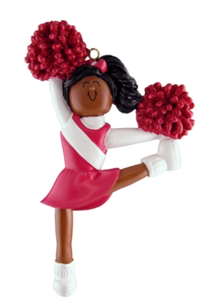 Cheerleader Ornament - Red/White Uniform - Old Style