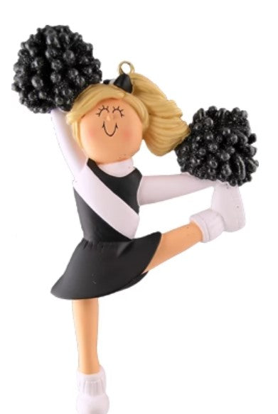 Cheerleader ornament - Black/White uniform - Old Style
