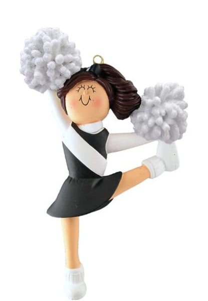 Cheerleader ornament - Black/White uniform - Old Style