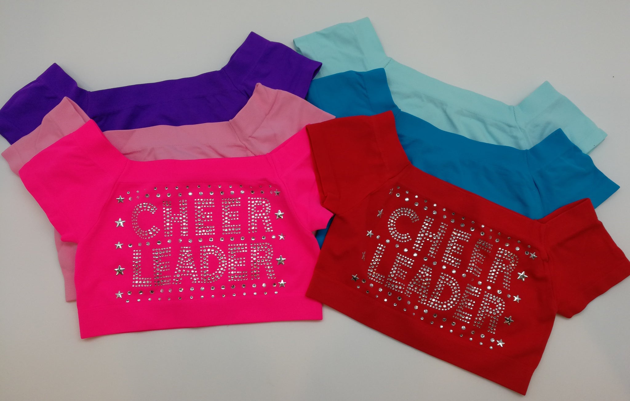 Multi Color Rhinestone "Cheer Leader" crop top