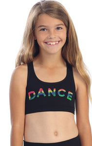 Kids Neon Dance Rhinestud Sports Bra