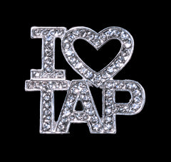 I Love Tap rhinestone pin