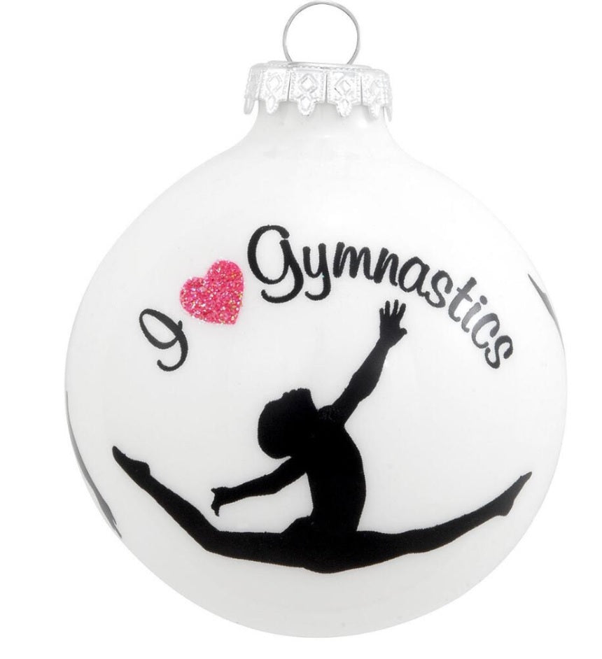 I 'heart" Gymnastics Glass Ball Ornament