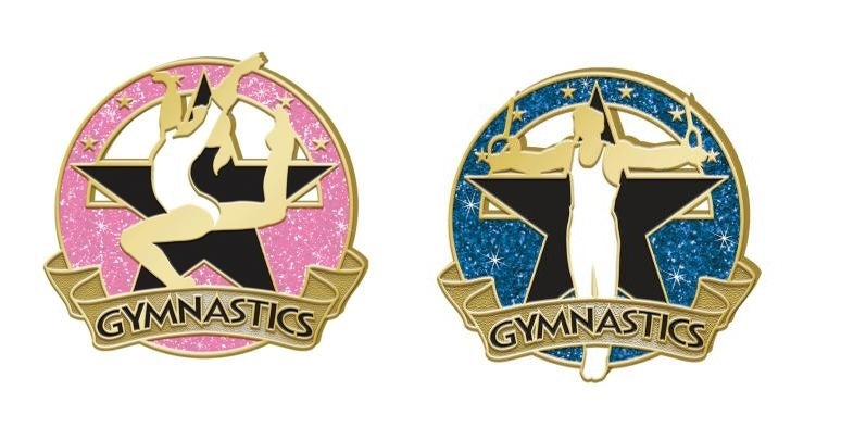 male & female gymnast pin