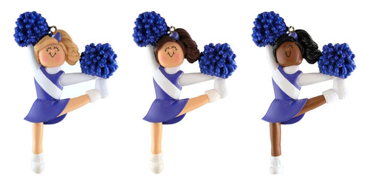 Cheerleader Ornament - Blue/White - Old Style